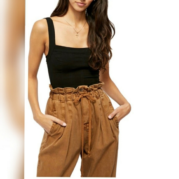 FREE PEOPLE Scarlett Black Square Neck Tank Top - Picture 3 of 3